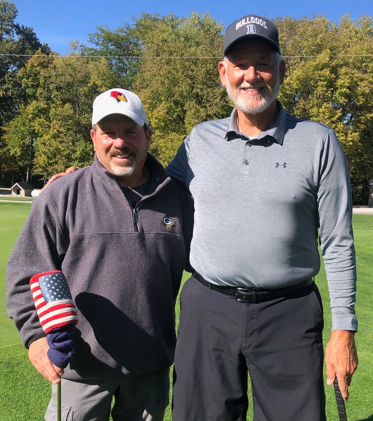 Doug Taylor (left) defeated John Martin on Oct. 17, to win the inaugural Litchfield Country Club senior club championship. Taylor and Martin were the final two in the 12-player tournament, which began in June.