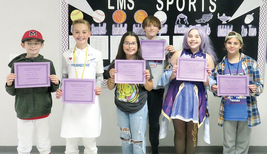 The Litchfield October Students of the Month, pictured above, from the left, Alec Ellinger, Ian Birkenkamp, Gigi Reyes, Lucas Paine, Claire Reid and Ella Hunn.