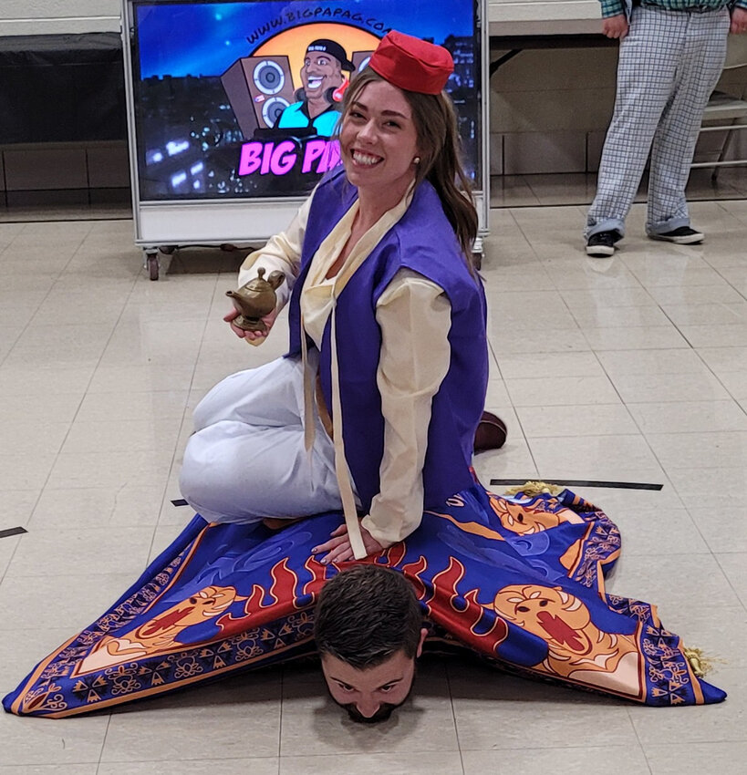 In the couple&rsquo;s costume category, first place went to the Aladdin-themed costume by Karmyn Cox and Bryce Pavolka, pictured above.