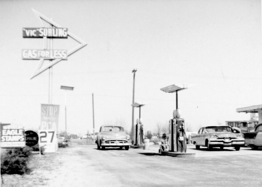 &ldquo;Vic Suhling Gas for Less&rdquo; (pictured above) opened in 1957 on the spot where the Litchfield Museum and Route 66 Welcome Center is now located - this station&rsquo;s original sign still hangs in front of the museum.
