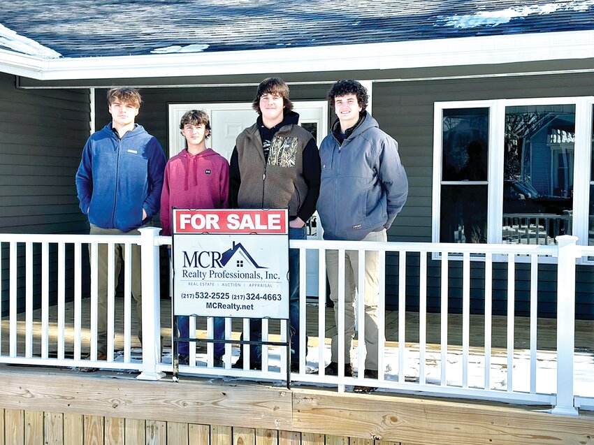 The Hillsboro High School Building Trades Class recently wrapped up work on a renovated home on Vandalia St. in Hillsboro. Pictured above are students Elliot Lentz, Elias Guiterrez, Alec Leetham and Jace Stewart. An open house will be held on Saturday from 11 a.m. to 1 p.m.