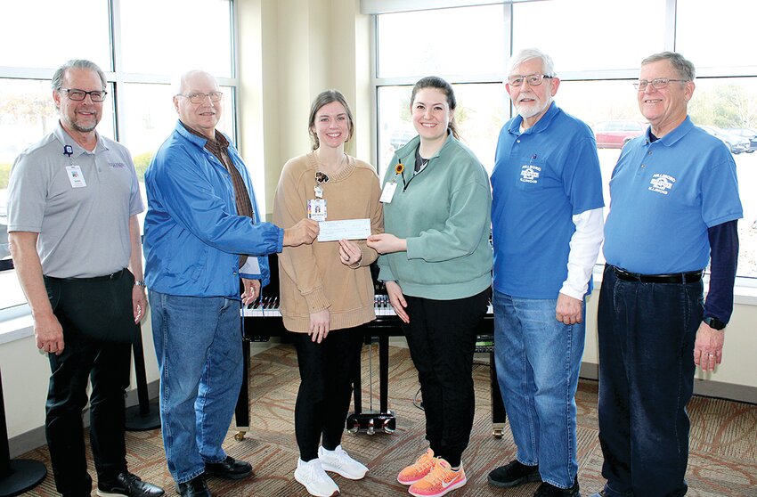 The Hillsboro Sertoma Club donated a check for $1,250 to the speech and hearing programs at Hillsboro Health on Thursday, Feb. 1. Pictured above, from the left is Hillsboro Health CEO Mike Alexander, Earl Meier of Hillsboro Sertoma, speech therapists Breanna Mueller and Rachel Stark and Jack Evans and Allan Spelbring of Hillsboro Sertoma.