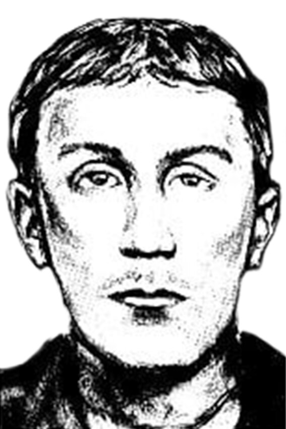 A police sketch of the I-70 serial killer utilized by the St. Charles Police Department. The killer was described as as &ldquo;white,  5 ft. 7 to 5 ft. 8 ins. tall and weighing between 150 and 160 lbs., with sandy light hair.