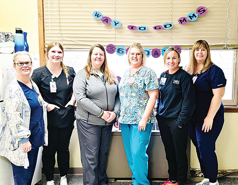Team members celebrated the milestone with lunch and treats on January 30. Pictured is Colleen Harris, Jessica Kidwell, Mindy Civitate, Dawn Mascher, Nikki Schaal and Jessica Edwards