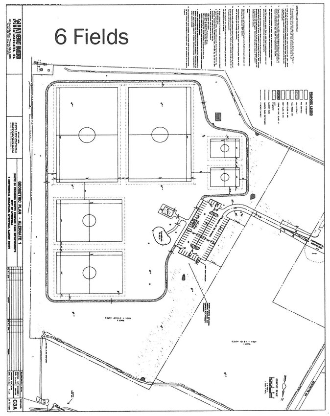 The above plans show the layout for the soccer complex proposed for the city of Litchfield if the council approves the purchase of the land and the bids for the project on Thursday, March 7. The city&rsquo;s share of the cost for the project is $2,704,427 for the eight-field option or $2,684,472 for the six-field option according to information provided by Economic Development Director Tonya Flannery.