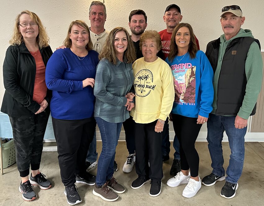 The winning team of the Montgomery County Cancer Association &ldquo;Our Gang&rdquo; annual trivia night on Saturday, Feb. 24, held at the Hillsboro Lion&rsquo;s Club, is pictured above. In front, from the left, are Linda Meyers, Tobey Elvers, Vicky Murphy, Ann Elvers, Megan Murphy and Dane Murphy. In the back row, are Jeff Elvers, Collin Elvers and Scott Fitzgerald. This is the second consecutive year that the team has won the trivia event. Their reward for victory included gift certificates and goodies from local Montgomery County businesses.