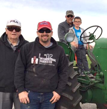 For four generations the Houck family has farmed in Montgomery County. Pictured above, from the left are Dale Houck, Heath Houck, Larry Houck and Ike Houck.