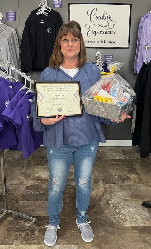 Creative Expressions in Litchfield was named the Litchfield Chamber of Commerce Business of the Month for the month of March. Pictured above is co-owner Shelly White.