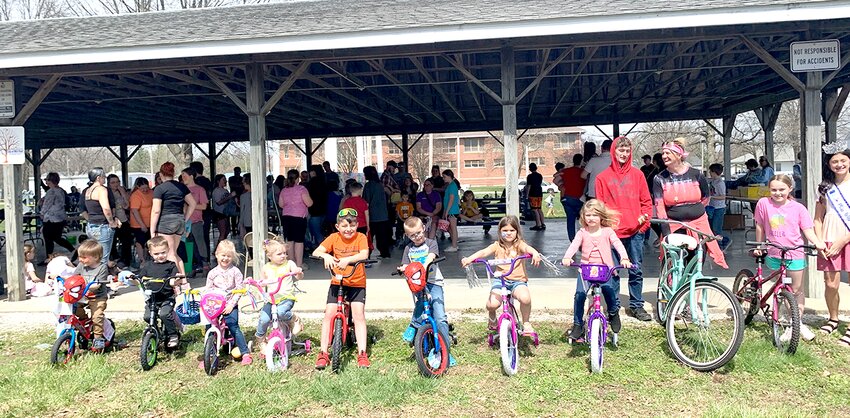 Pictured above are winners of the bikes given away at Witt&rsquo;s Easter Egg Hunt on Saturday, March 30. From the left are Kaiden Smith, Drake Downs, Amelia Vallelonga, Brynlee Bell, Griffin Maretti, Otto Slightom, Tessa Schuler, Sullivan Fleming, Pam Smith and Briella Osborn.