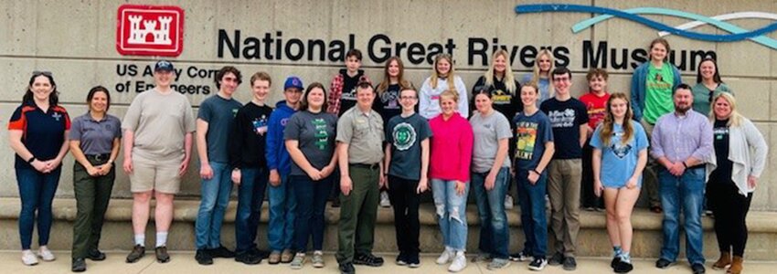 Eighteen youth from Christian, Jersey, Macoupin, and Montgomery Counties explored careers in environmental science on Monday, April 1 at the Melvin Price Locks and Dam in Alton.