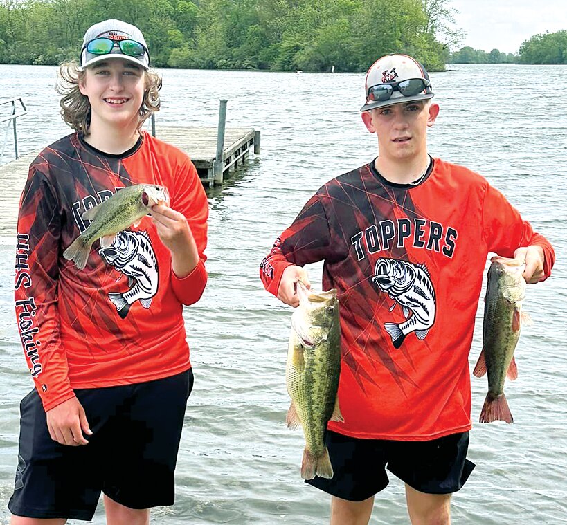 Rhys Riggs (left) and Ryder Dettman teamed up to land three keepers weighing in at 8.84 pounds at the Sangchris Lake Sectional on Thursday, May 2, including a 5.5 pounder that earned Dettman big bass for the tourney. That was good overall and punched Hillsboro's ticket to the IHSA State Tournament for the second time in the program's history.