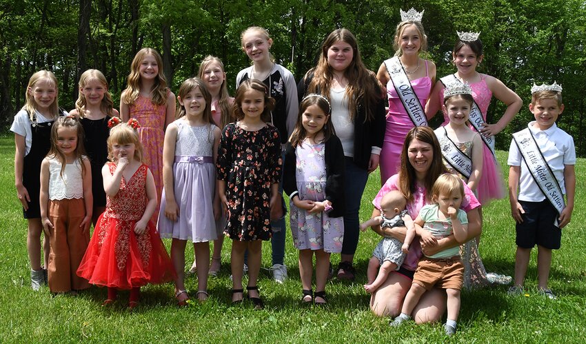 Pictured above, in front, from the left are Little Miss contestants Ella Milanos, Bayleigh Abrams, Korra Smith, Tinley Rufus and Renna Burke; Beautiful Baby contestant Nora Phillips, Tina Toddler contestant Grace Phillips and their mom, Tia Niehaus. In back are Junior Miss contestants Aleeha Gilbert, Alayna Gilbert, Hazel Holshouser, Emberlee Gilbert, Krystelynn Cooper and Zoie Jones, as well as 2023 Old Settlers Queen Jenna Durbin, 2023 Little Miss Old Settlers Avree Meyer, 2023 Junior Miss Old Settlers Avery Robinson and 2023 Little Mister Old Settlers Jackson Craig.  Not present for the photo were Junior Miss contestant Abby Staff, Little Miss contestants Charley Herschelman and Sadie Lawson, Beautiful Baby contestants Adalee Thacker, Sara Reindl and Oakley Eddington and Tiny Toddler contestants Ivoree Weaver, Charleigh Terry and AvaJane Lawson.