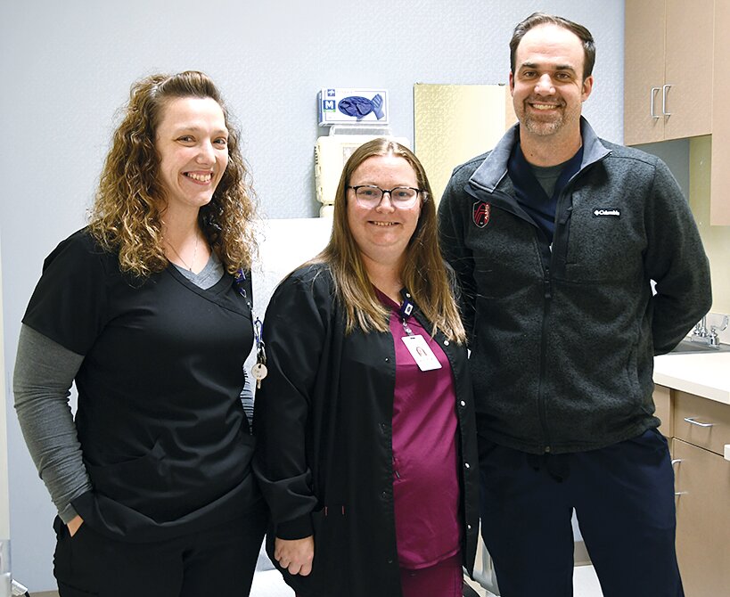Pictured above is the staff of the new pain clinic at Hillsboro Health. From the left are Pain Clinic Coordinator Amanda King, medical assistant Angela Estell and Logan Taylor, CRNA, NSPM-C.