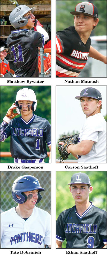 Six players from Montgomery County schools were named to this year's South Central Conference all-conference baseball teams. Those players were Nathan Matoush of Hillsboro and Matthew Bywater, Carson Saathoff, Drake Gasperson, Tate Dobrinich and Ethan Saathoff.