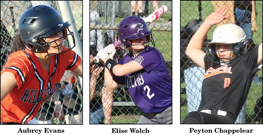 Three players from Montgomery County schools were named to this year's South Central Conference all-conference softball teams. Those players were Hillsboro's Aubrey Evans, Litchfield's Elise Walch and Hillsboro's Peyton Chappelear.
