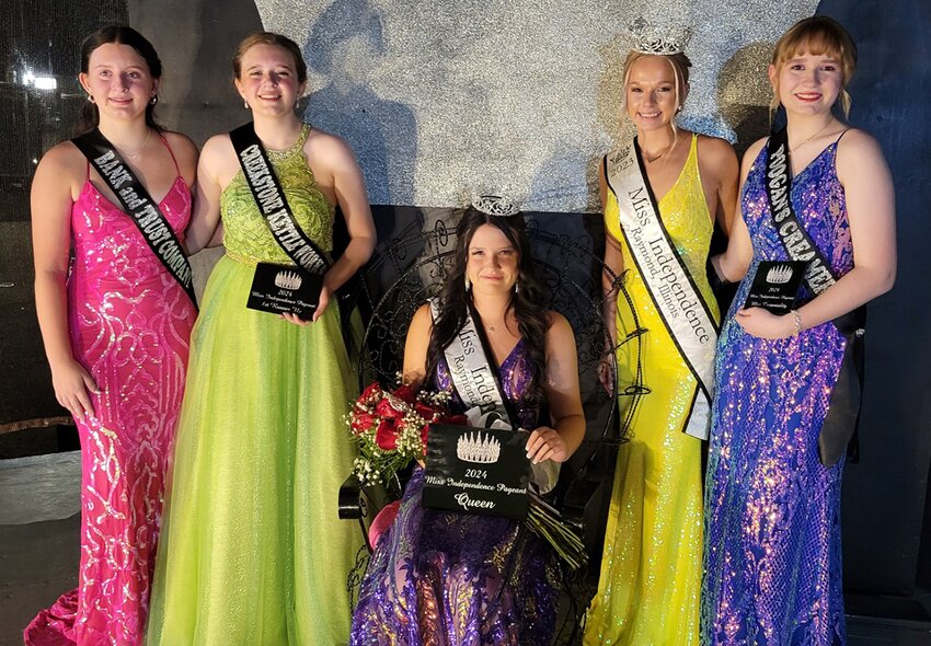 Paityn Reagan was named the new Miss Independence in Raymond, following this year&rsquo;s pageant on Saturday evening, Aug. 3, in downtown Raymond. She is the daughter of Jeff Reagan and Danyel Moffitt and was sponsored by Pennock Hydraulics. First runner-up was Sally Corso, daughter of Joe and Jody Corso and sponsored by Creekstone Kettle Works. Miss Congeniality was Abigail Lipe. Pictured above, from the left are Carlee Moffitt, first runner-up Sally Corso, 2024 Miss Independence Paityn Reagan, retiring 2023 Miss Independence Kirsten Pope and Miss Congeniality Abigail Lipe.