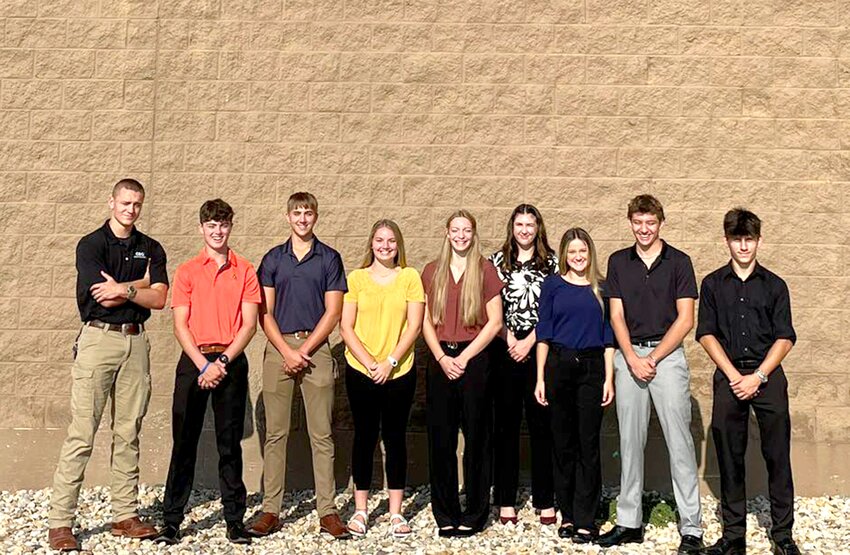 Pictured, from the left are students  Garret Hale, Jackson Tuetken, Tycen Thacker, Natalee Fenton, Natalie Brownback, Shelby Kaliyan, Caitlin Travis, Prestyn Buzick and Francis Koniak.
