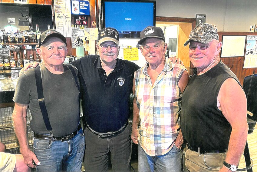 Pictured above, from the left are Keith Walcher of  Nokomis, (retired) LtCol J.K. Williams of Fairfax Station, VA, Dale Walcher of Irving, and his twin brother Don Walcher of Chatham. The quartet of Veterans enjoyed an evening at Corner Pub in Witt.