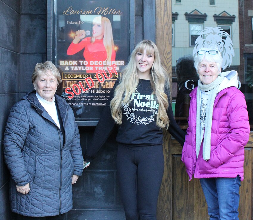 Lauryn Miller donated $400 raised from ticket sales and donations for her Taylor Swift tribute concerts to the Central Park Pool Project on Wednesday, Dec. 11. Pictured above, from the left, are Barb Hewitt with the Central Park Pool Project, Lauryn Miller and Nancy Slepicka with the Central Park Pool Project.