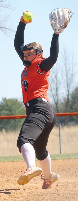 Hillsboro freshman Lainey Lessman went 2-for-3 with a home run and allowed just four hits on the mound in the Toppers' 13-0 victory over Wesclin on Saturday, March 22.