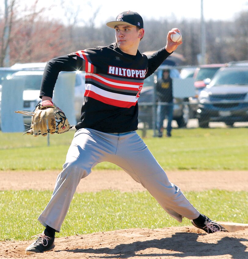 Hillsboro senior Nathan Matoush struck out 11 batters in four scoreless, hitless innings against Alton Marquette on Saturday, March 22. The Toppers hung with the Explorers in the early going, but ultimately fell to the visitors 12-3 for their fourth loss of the season.