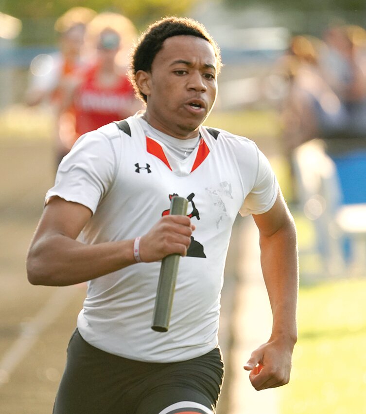 Hillsboro's Amony Anderson was part of three of the Toppers' four runner-up finishes at the Comet Relays in Greenville on Friday, April 25, as he ran a leg in the sprint medley and the 4x400 relays and jumped 6.13 meters in the long jump, the second best jump of the day.