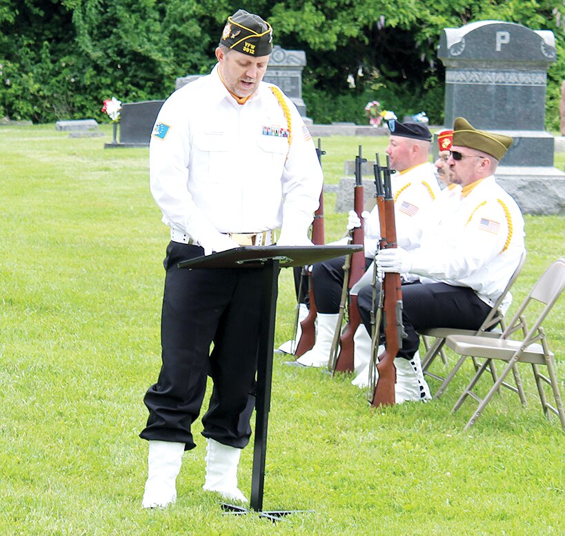 Montgomery County Sheriff and Air Force Veteran Tyson Holshouser was the guest speaker at Irving&rsquo;s annual Memorial Day service, held on Sunday, May 25, at Irving Cemetery.