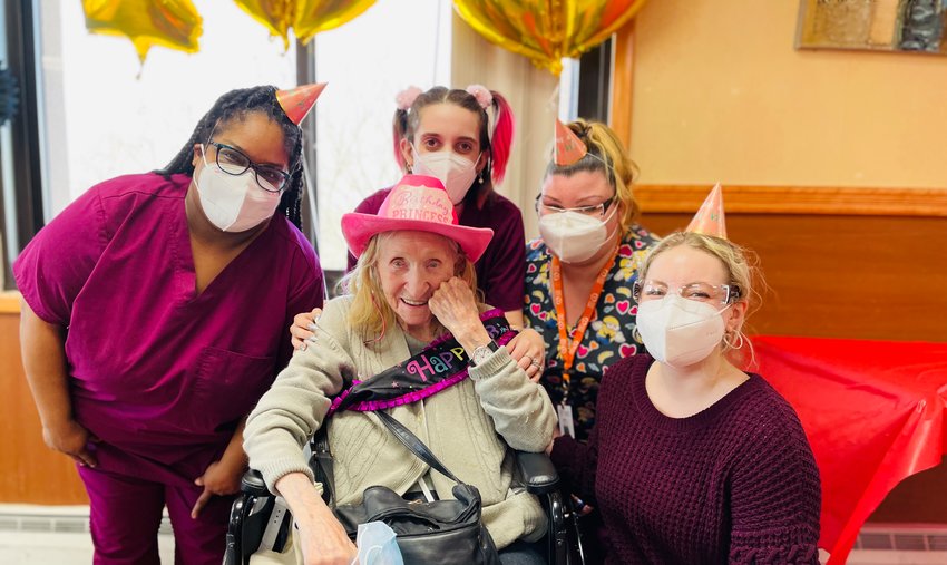 Suffolk Center Rehabilitation and Nursing in Patchogue celebrated Ginny's 100th birthday in March. 