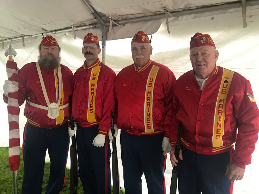 Frank Dunn (left), Jared Filoso, Bob Stewart and Tom Gilbride, all of the U.S. Marine Corps League, were present at last Saturday’s ceremony.