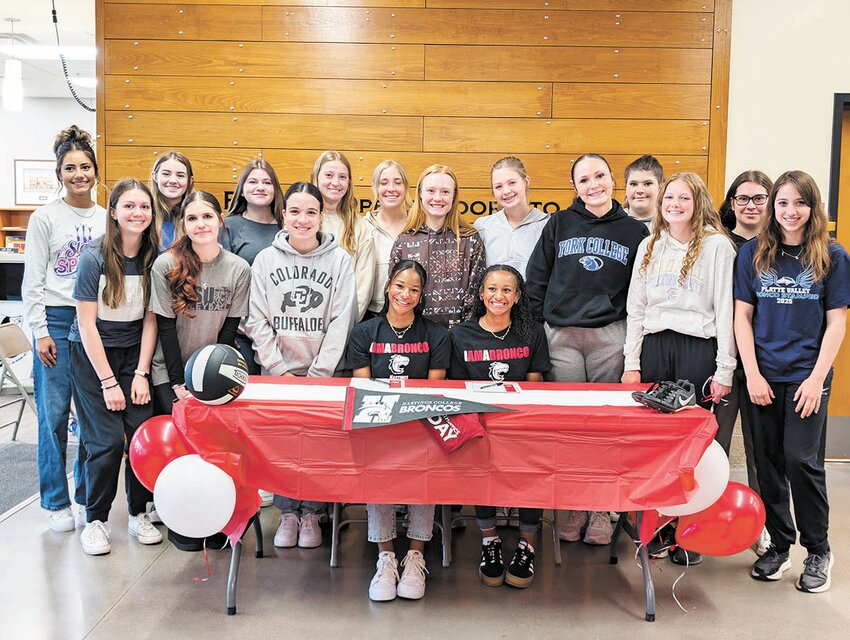 The volleyball and track teams joined Gianna and Samara as they committed to Hastings College