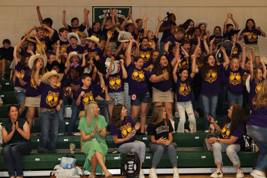Levi Milton Elementary 4-H members when they heard the winner of the Song & Yell competition.