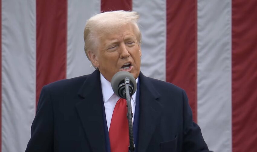 President Donald Trump speaks in the White House Rose Garden to announce reciprocal tariffs on foreign countries that put taxes on U.S. imports on Wednesday, April 2, 2025.