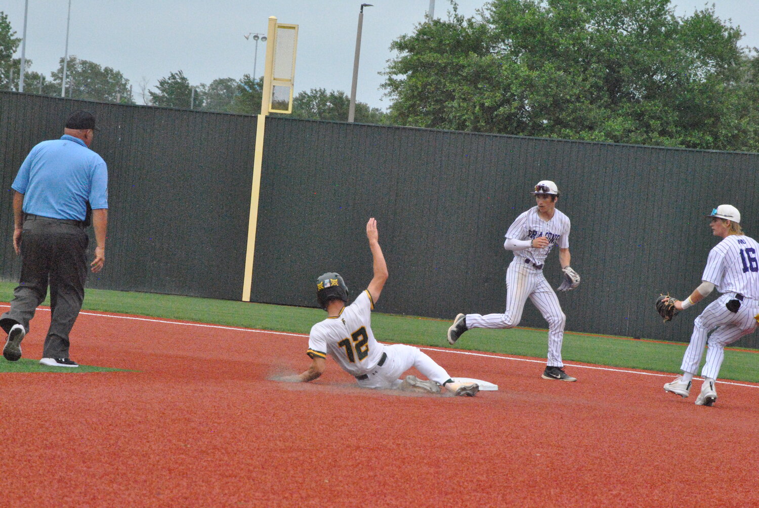 French Settlement's Colin Hutcherson steals second in the state semifinals.