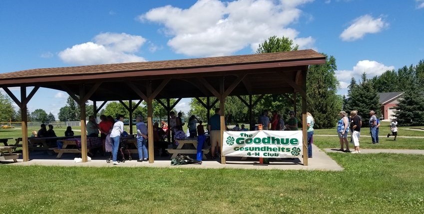 Past and present Goodhue Gesundheit 4-H members and leaders gathered at pavilion 1 in Rosie Park for a potluck lunch on July 24th to celebrate 90 years as a club.