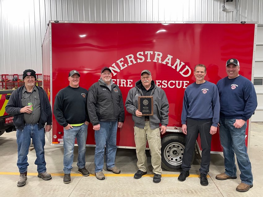 Congratulations to Doug Sahl on his Retirement from Nerstrand Fire &amp; Rescue. Doug served the community for 38  years serving in many roles, including 10 years as Chief.  Pictured left to right; Mike Stenbakken, Pat Jirik, Jerry Kuntz, Doug Sahl, Jon bonde, Joe Johnson
