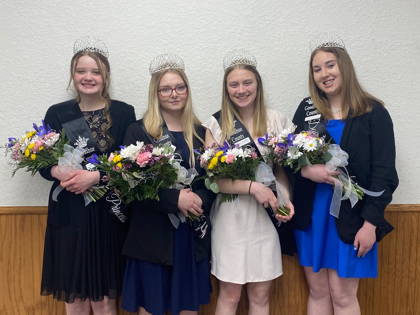 The 2023 Goodhue County Dairy Royalty - Kelsey Holst, Caryn Miklas, Evelyn Scheffler, &amp; Natalie Clemenson.  Missing, Emma Eggenberger (stuck in South Dakota due to the snowstorm).