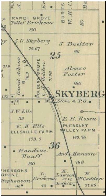 1894 plat map of Skyberg.