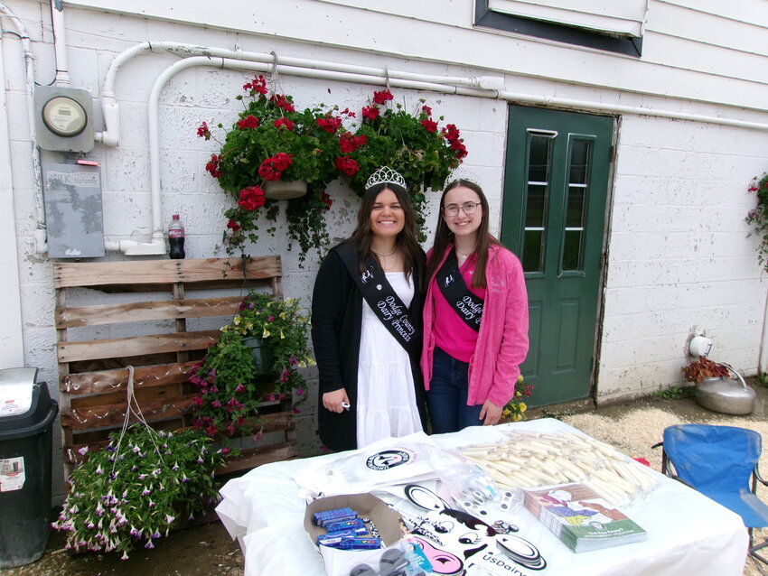 Dodge County Dairy Princesses Cadence and Ellie were there to greet everyone
