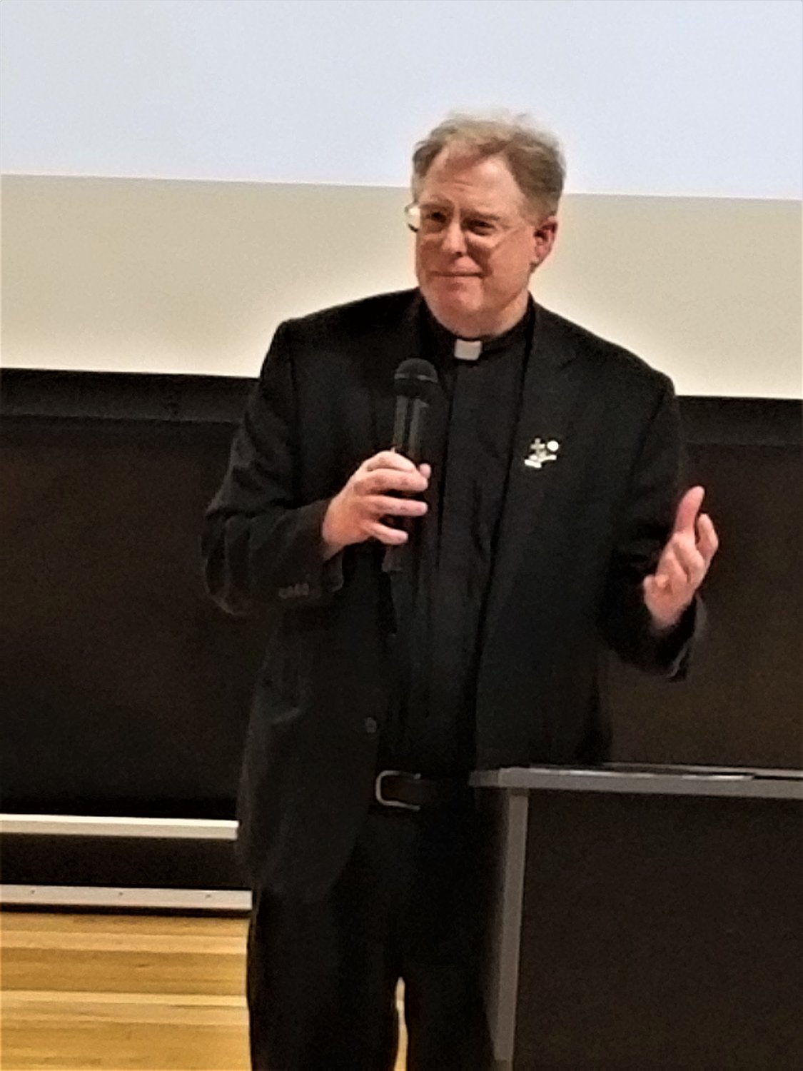 Father Thomas McCabe, Holy Trinity Catholic Church, is one of three Goodhue faith leaders involved in forming the new Community Health Awareness Coalition.  He welcomed those attending the mental health forum sponsored by the coalition on September 25th.