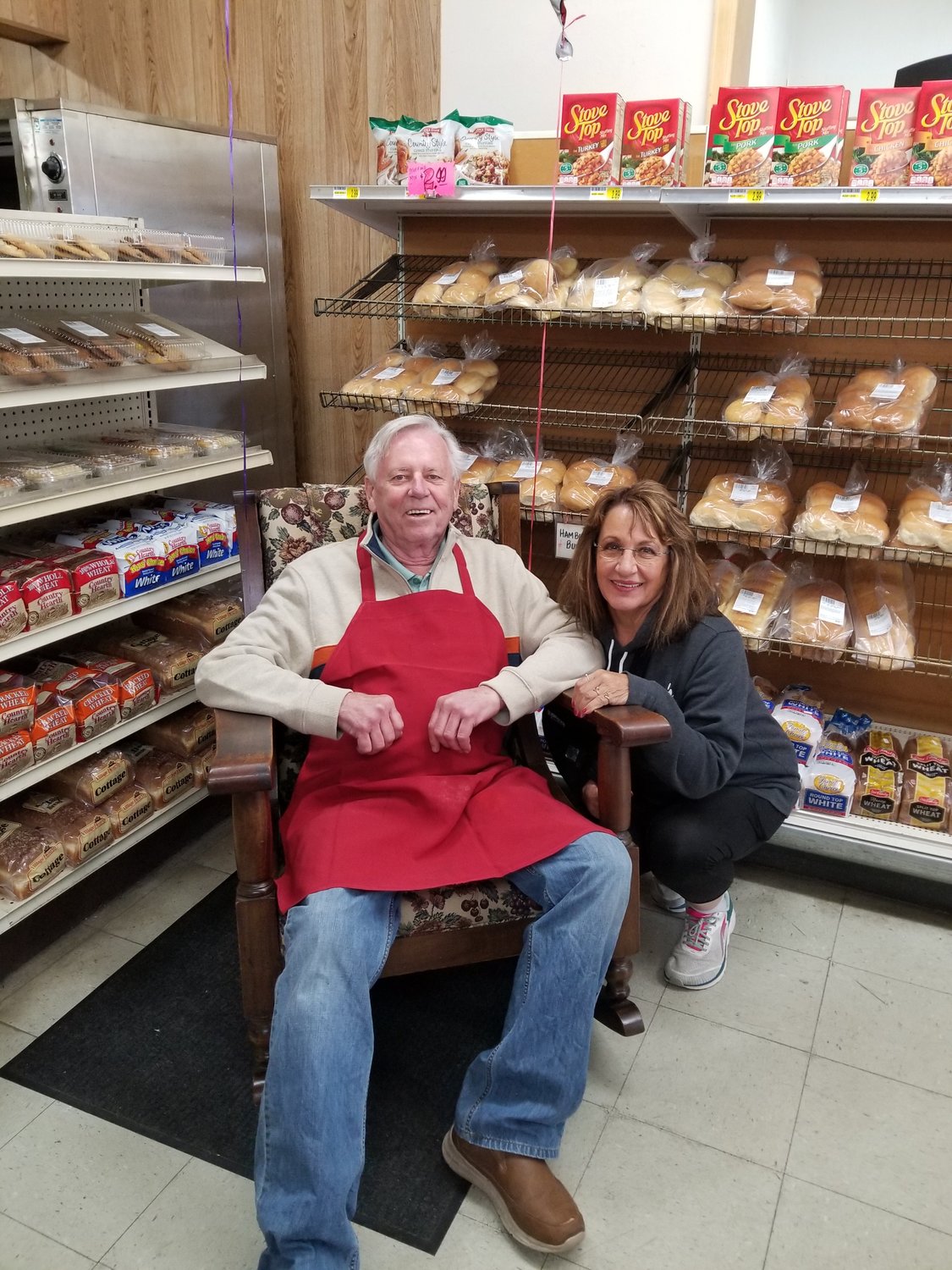 Don Schulte, pictured with his wife, Mary, has owned and operated Don’s Foods in Goodhue since 1991.  He celebrated his 75th birthday and his retirement from the grocery business on October 12th. 