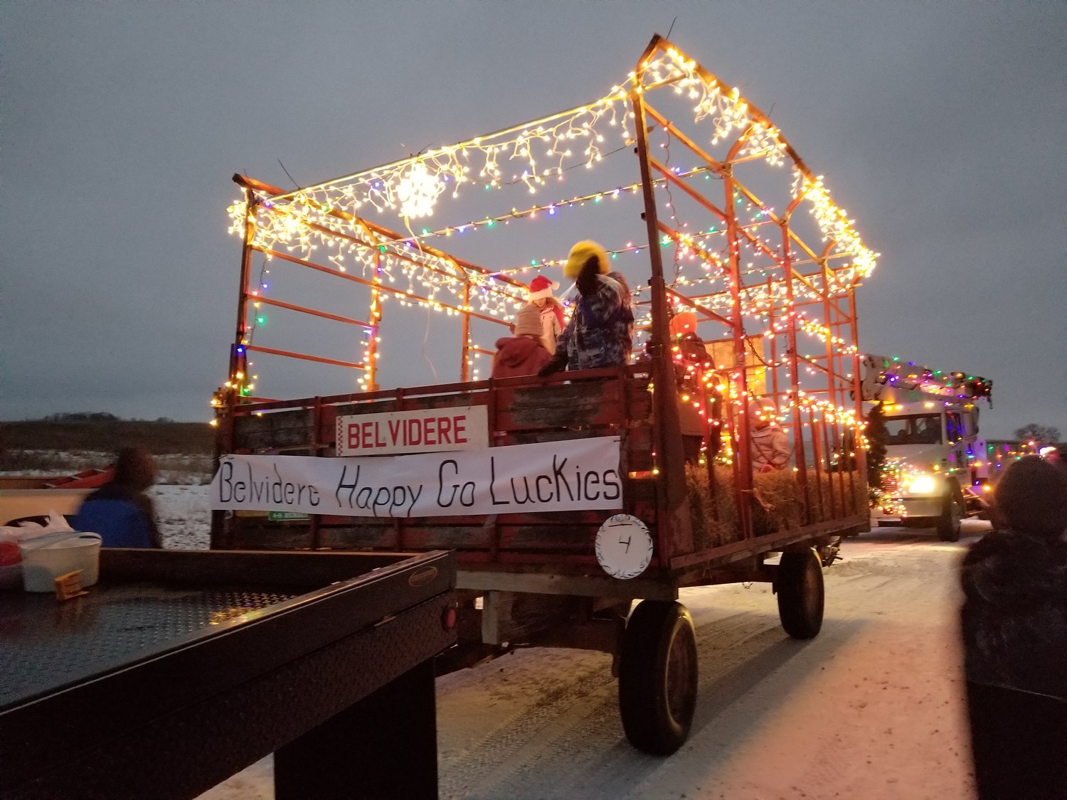 The Belvidere Happy-Go-Lucky 4-H kids had fun creating their lighted parade entry and received 2nd place for their efforts.