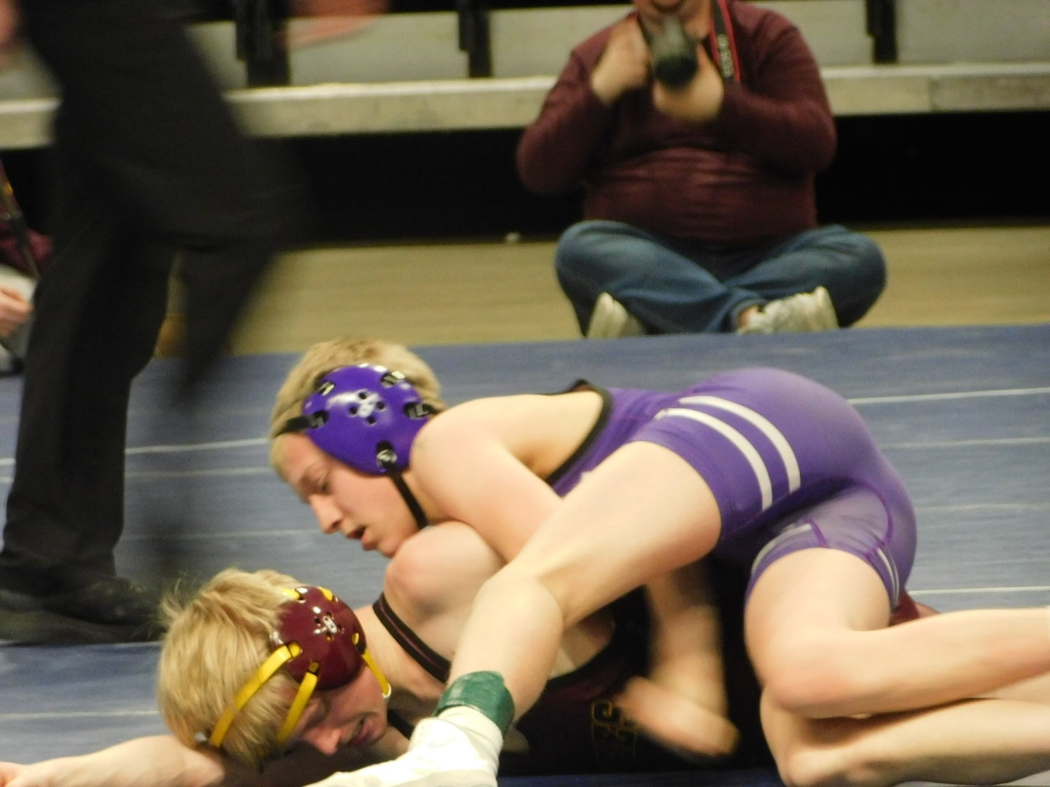 Lucas Erickson working for a turn! 120 LBS 4th Place Section 1 A Goodhue