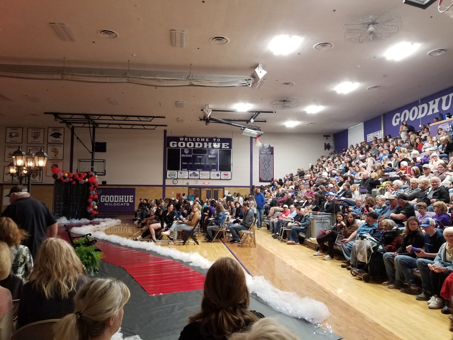 A standing room only crowd gathered in the Goodhue High School gym to watch 72 couples take their walk through the grand march on prom night, May 6, 2023.