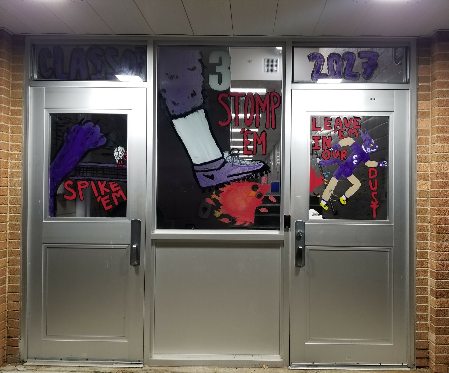 The class of 2027's homecoming window painting contest entry.