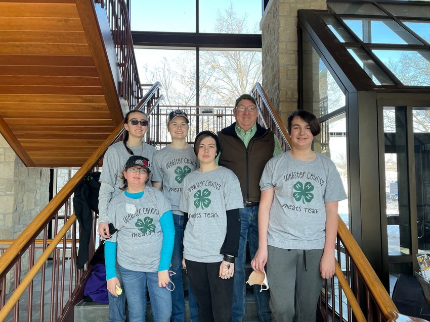 The 4-H Meats team pictured left to right: (Front row) Clara Bergthold, Kinzee Clark and Liam Bergthold. (Back row) Avonlea Bergthold, Kalaa Clark (Coach) Kyle Whittaker.