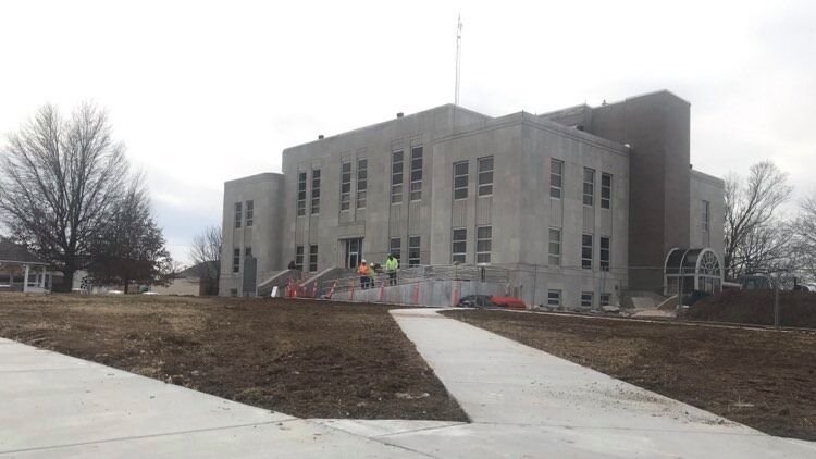 The new sidewalks on the east side of the square help make the overall network around the courthouse more uniform. The addition of the ramp will feature rock from the same quarry as the original building and improve accessibility to the east door.
