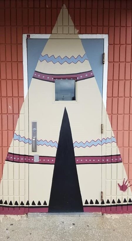 The entrance of the Strafford Parents As Teachers (PAT) TEEPEE program&rsquo;s resource center can easily be identified by the painted teepee on the door.