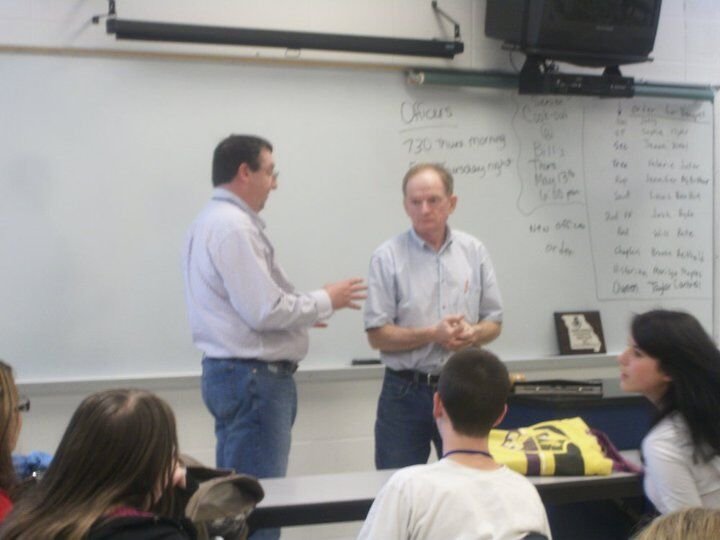 Kyle Whittaker(left) and Bill Roberts(right) instructing an agriculture education class at Marshfield High School in the fall of 2011.