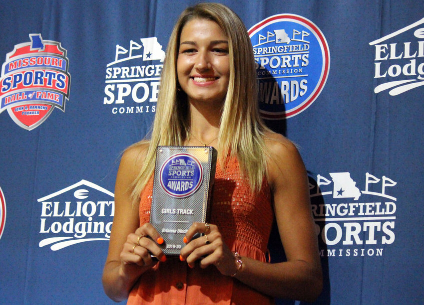 Marshfield senior Brianna Utecht took home the plaque for Best Girls Track &amp;amp; Field Athlete at Monday evening&rsquo;s Springfield Sports Commission Awards.