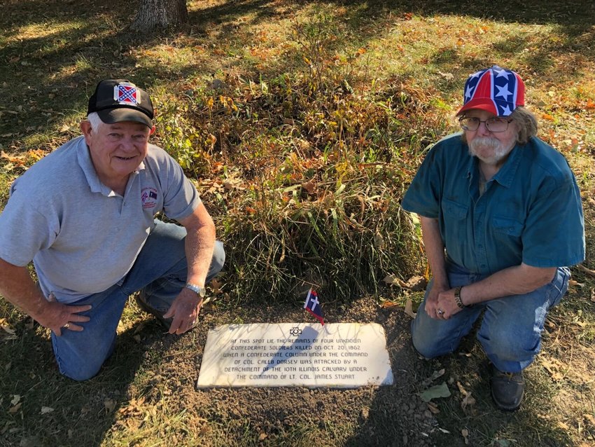 Both members of the General James H. McBride Camp 632 Sons of the Confederate Veterans and admirers of history, (left to right) Dale Wrenn and Rick Perry dedicated numerous hours honoring their ancestors who fought in the Civil War.&emsp;